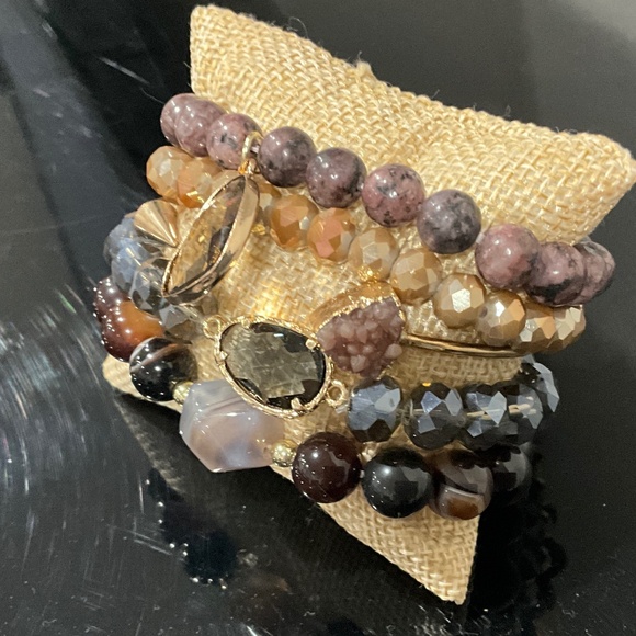 Boho “ Cora ” 5 Strand Bracelet with Natural Stones and Charms R4B - Picture 3 of 3